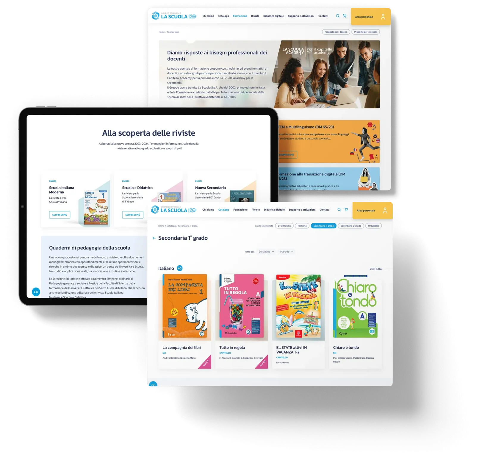 The La Scuola online course catalog with prices and add-to-cart e-commerce actions
