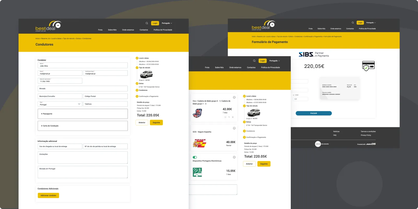 screenshots of Best Deal CHS platform