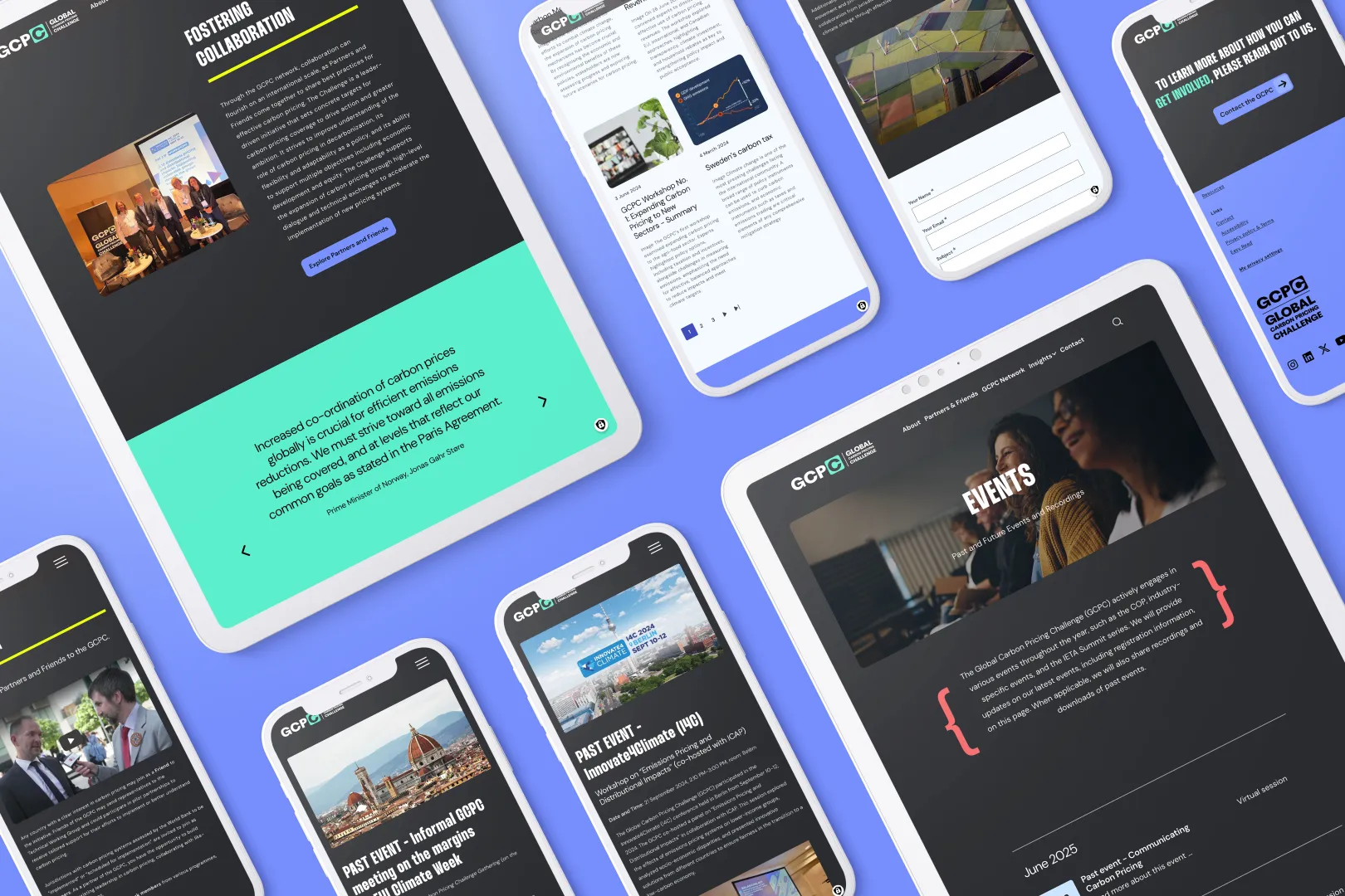 Mobile Device Mockups with GCPC Website Screenshots