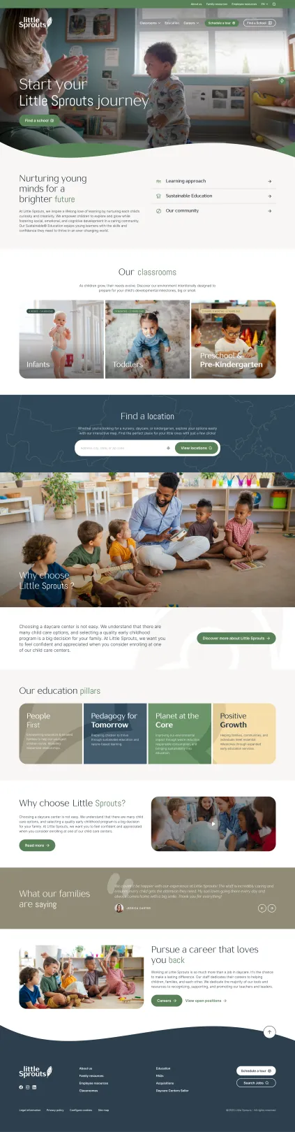 Homepage of the Little Sprout website—the site that served as the model for creating the Drupal framework deployable across the group's other brands.