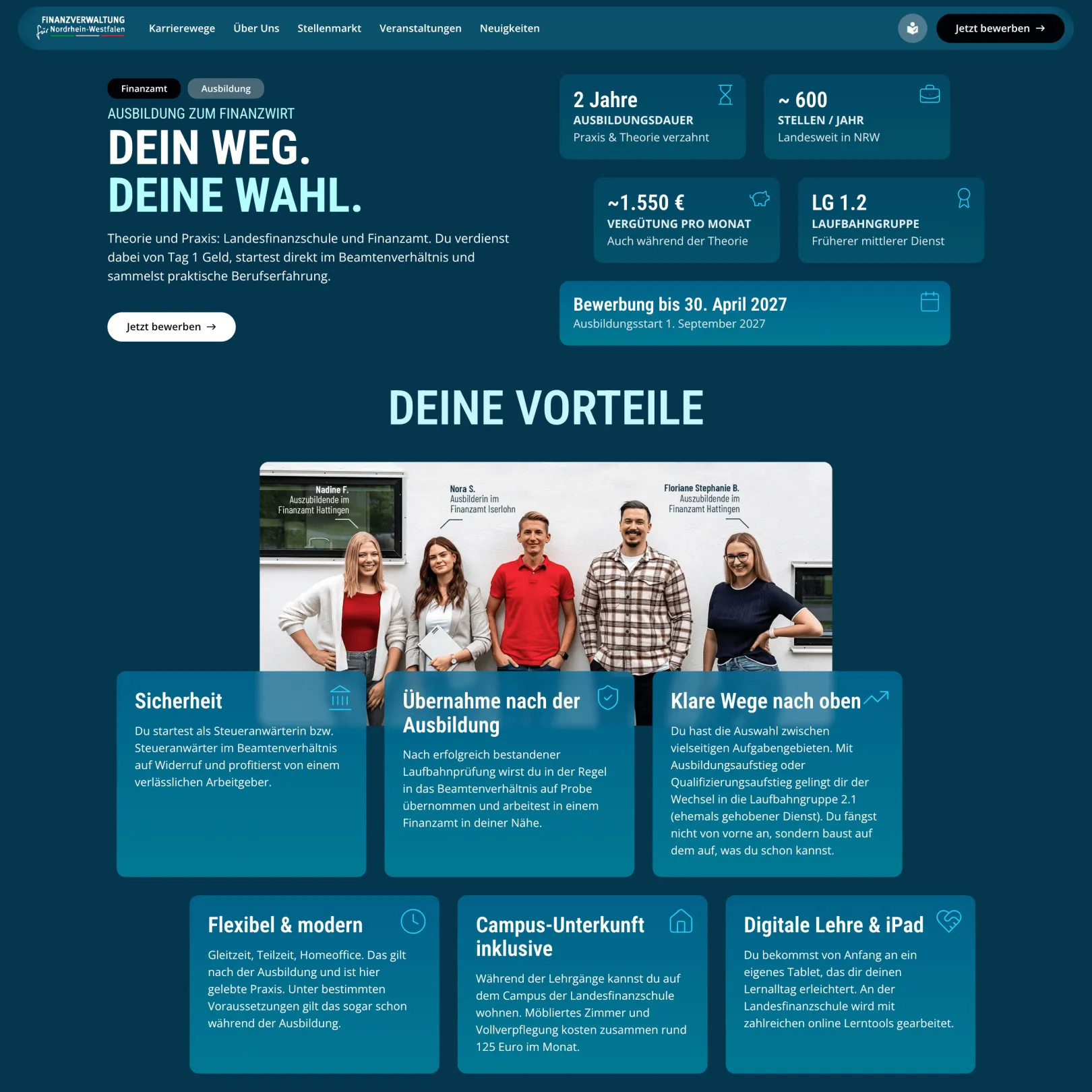 die-zukunft-steuern.nrw Relaunch Career Path Screenshot