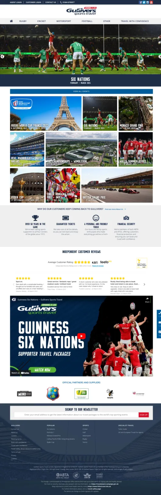 Gullivers website homepage screenshot (2023)