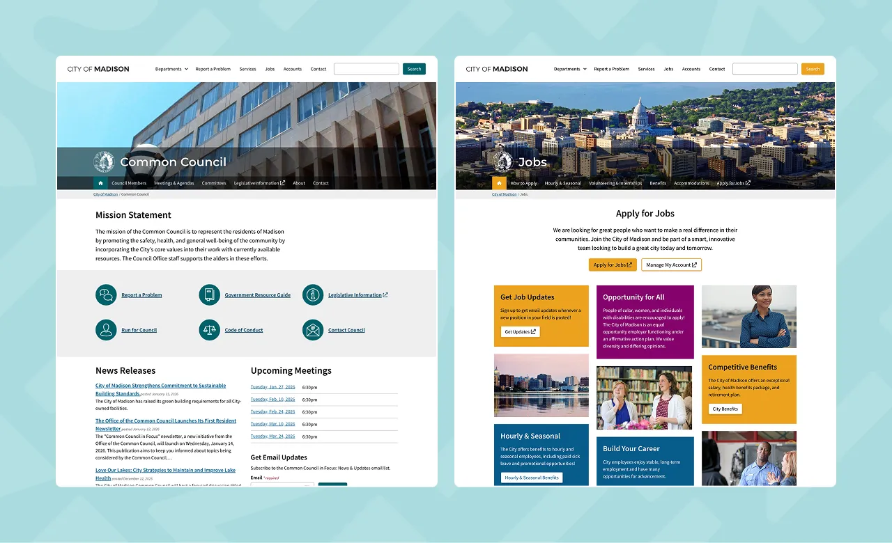 interior pages of the website