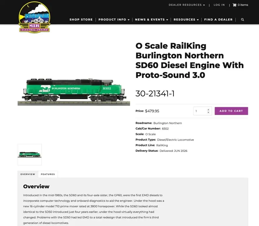 mthtrains product details page