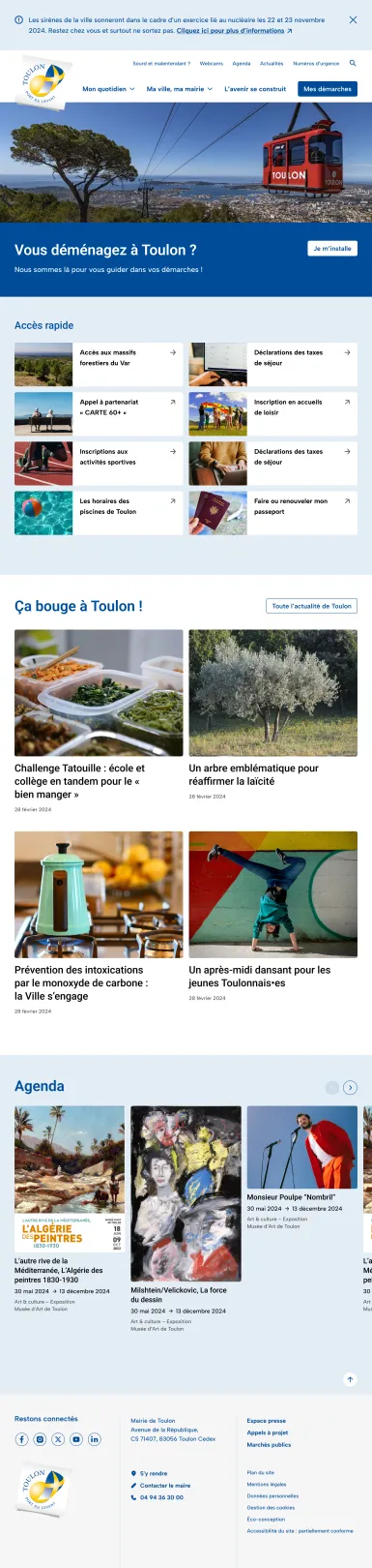 Homepage of the City of Toulon website