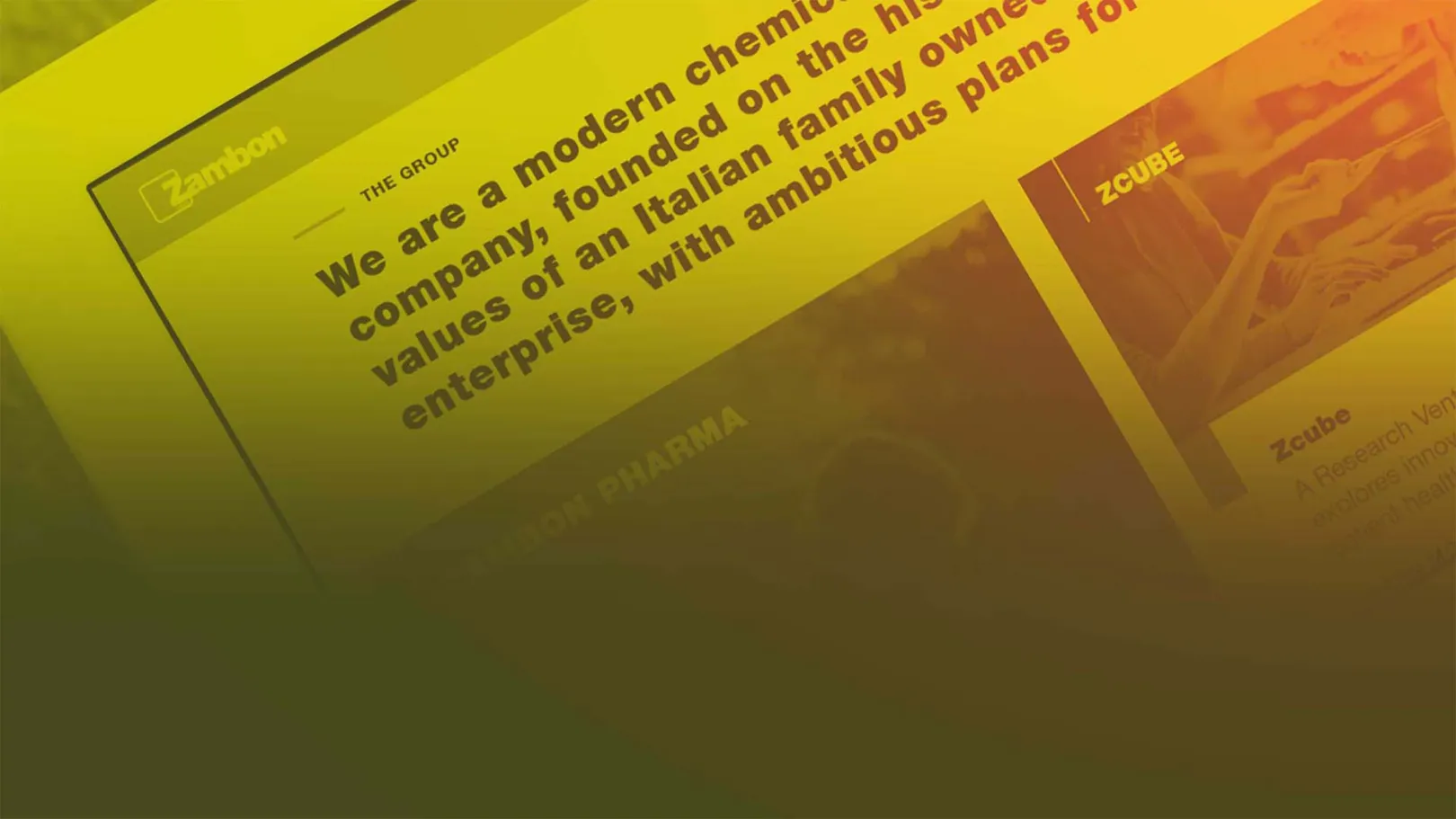 Zambon Group corporate website homepage, built by SparkFabrik