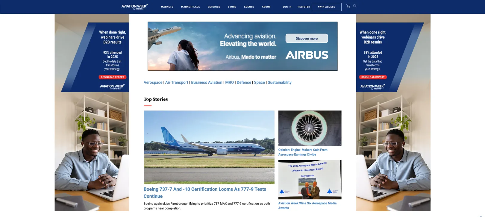 Aviation Week Website Homepage