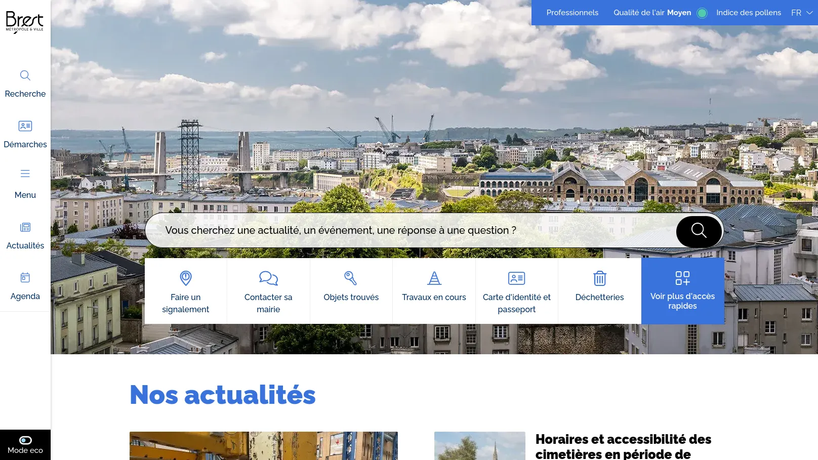 Brest website homepage