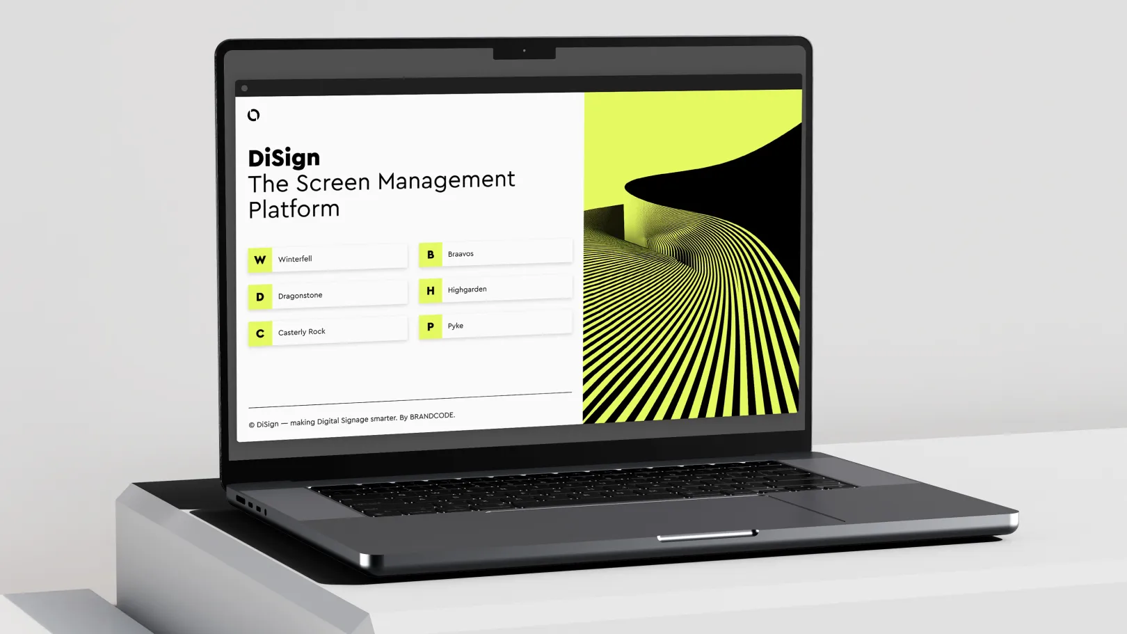 Laptop with DiSign Dashboard against a neutral background