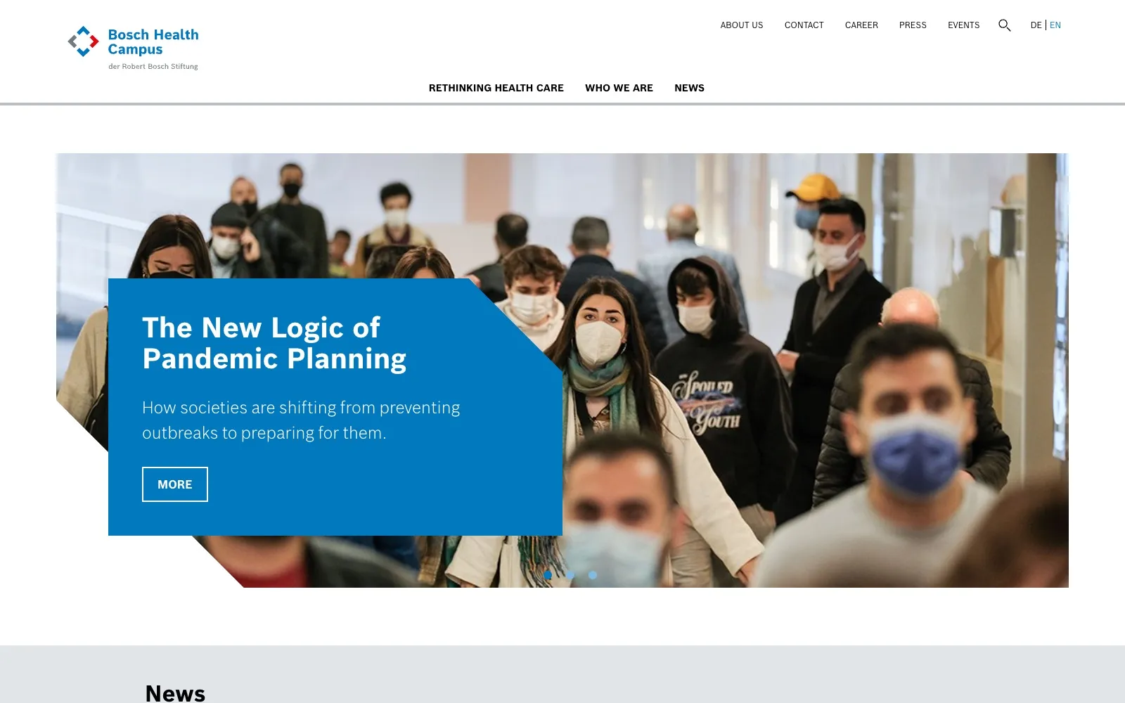 Bosch Health Campus website, English homepage
