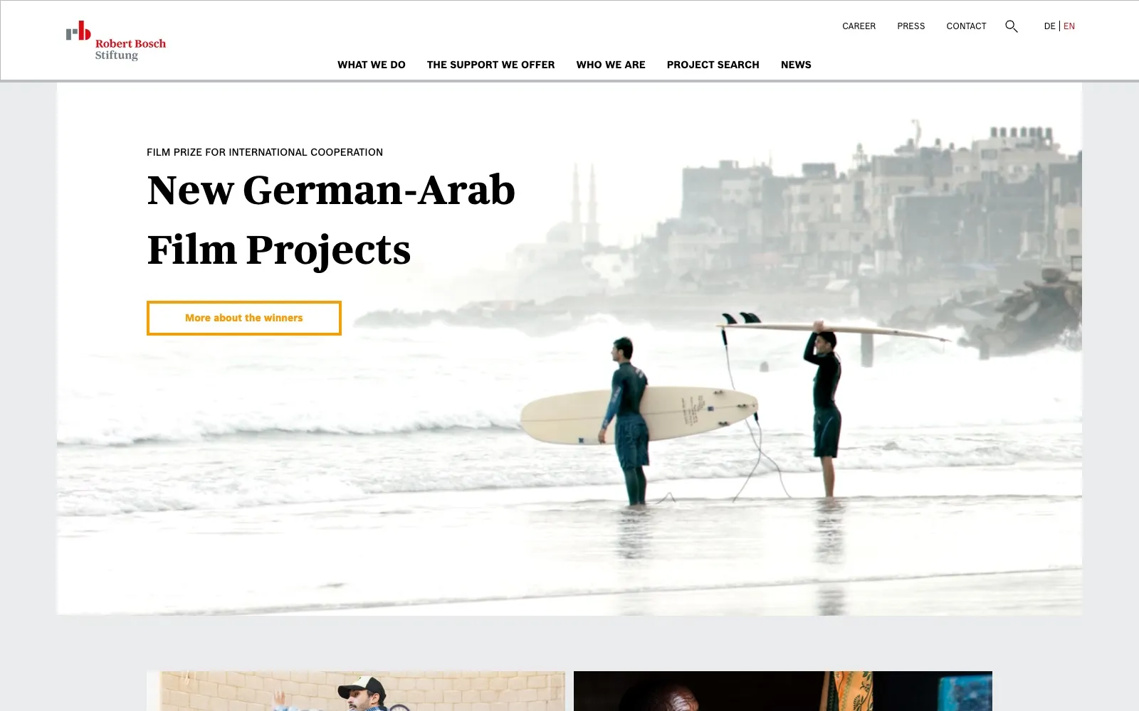 Robert Bosch Stiftung website in 2019, English homepage (archived)