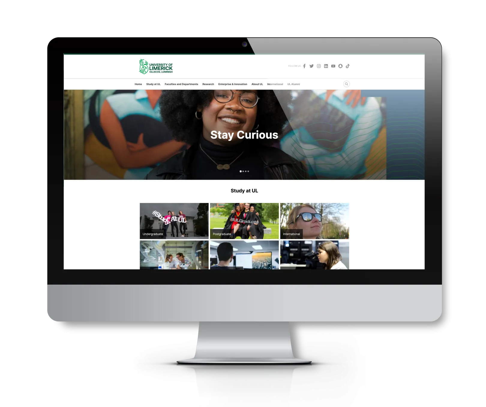 University of Limerick website home page screenshot