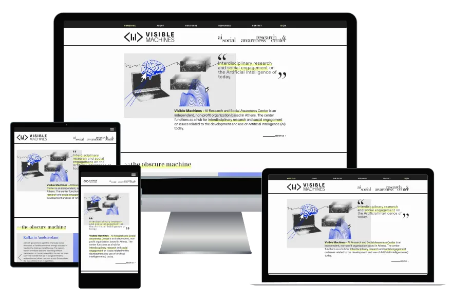 Visible Machines website, in various devices