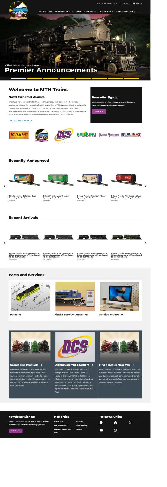 mthtrains homepage web design