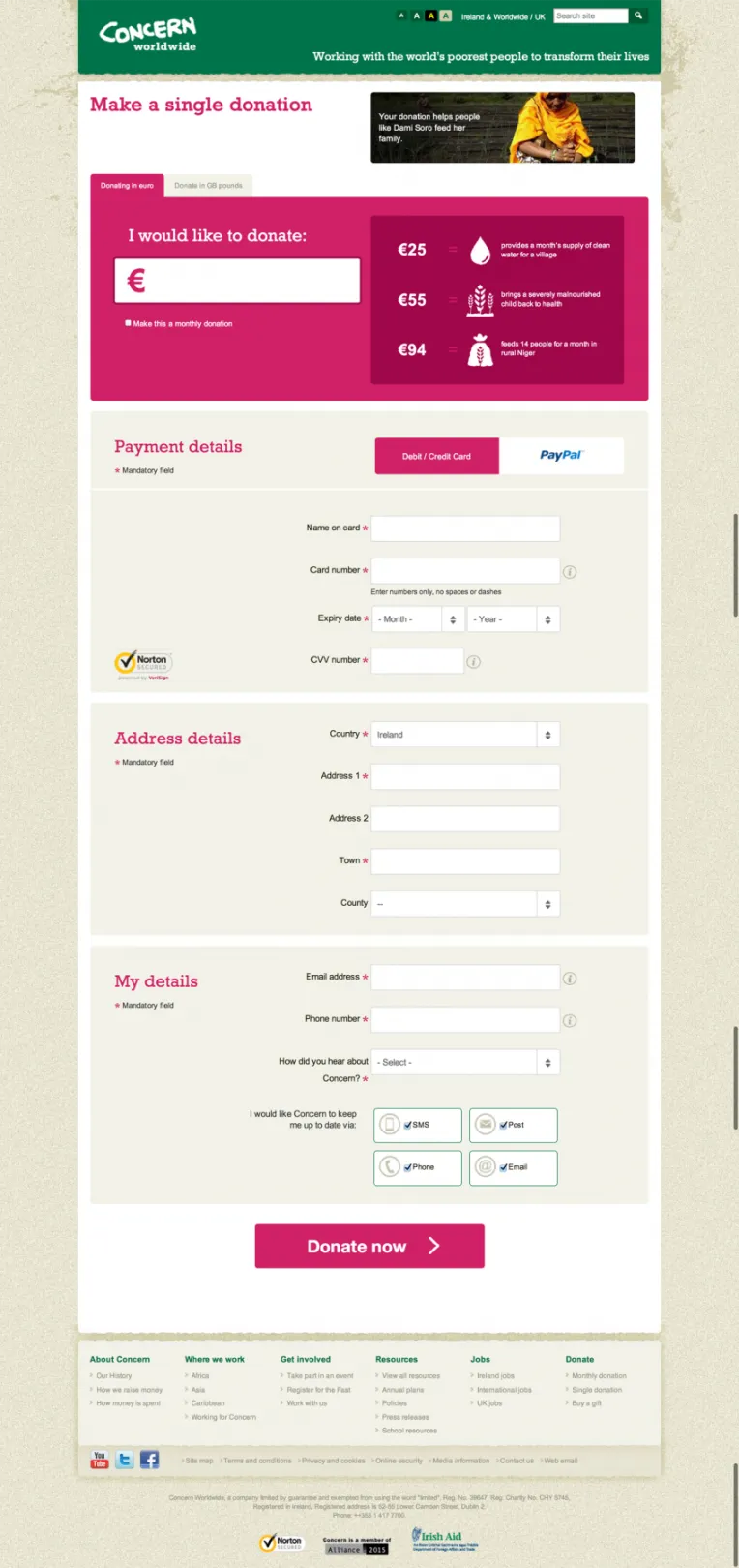 donation form on concern.net