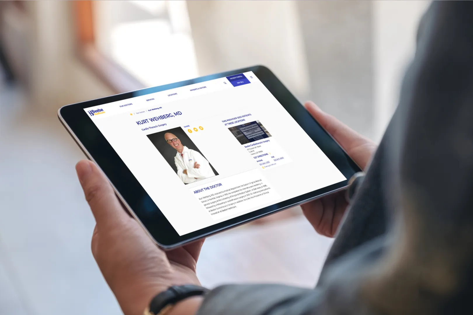 Tablet view of doctor profile