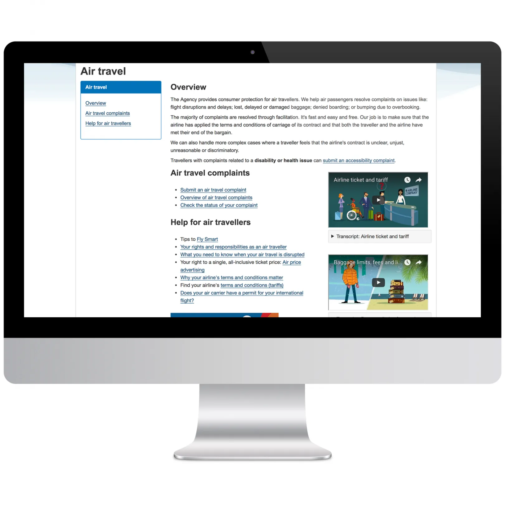 Landing Page for Air Travel