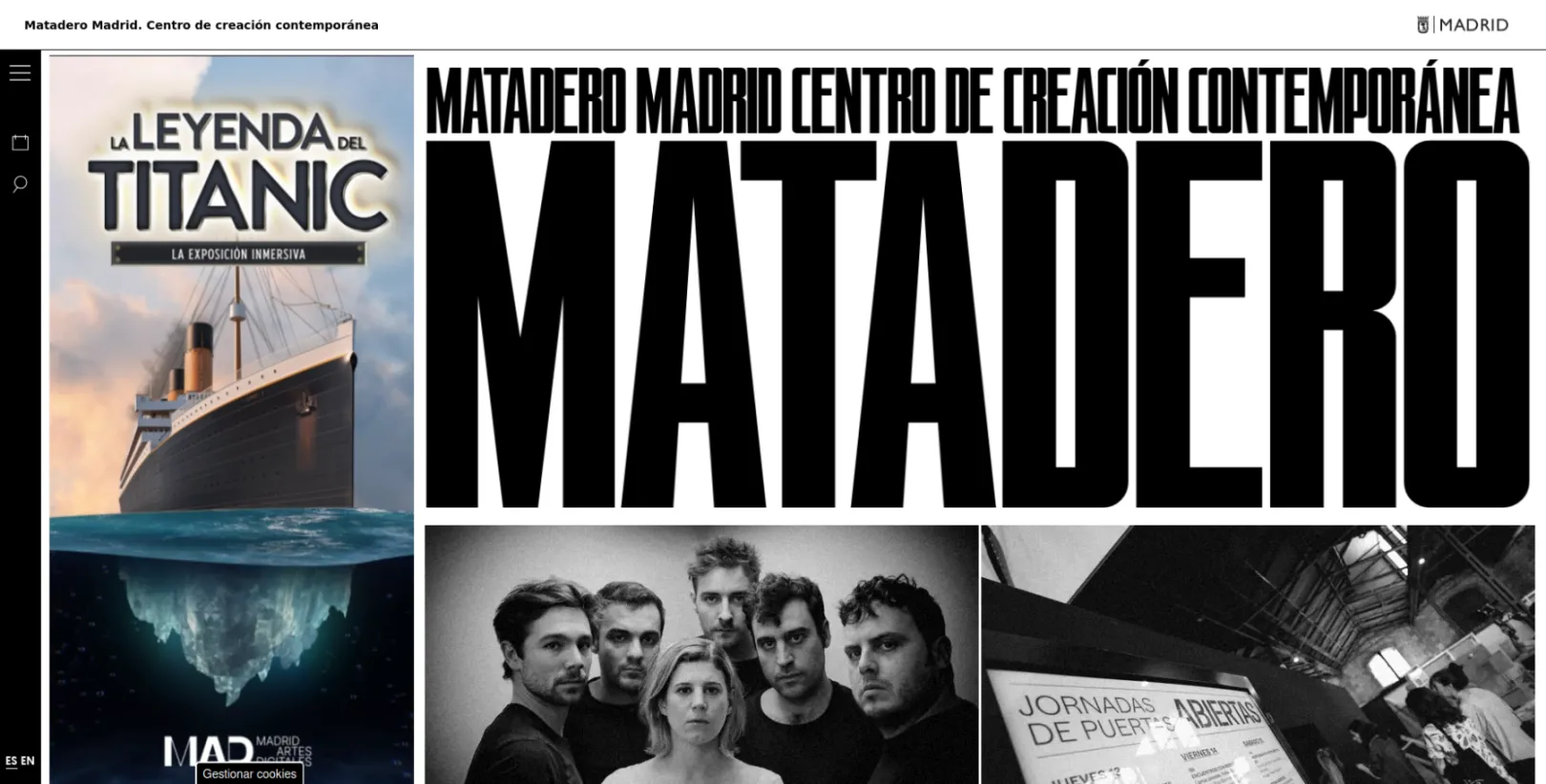Screenshot of Matadero's website homepage