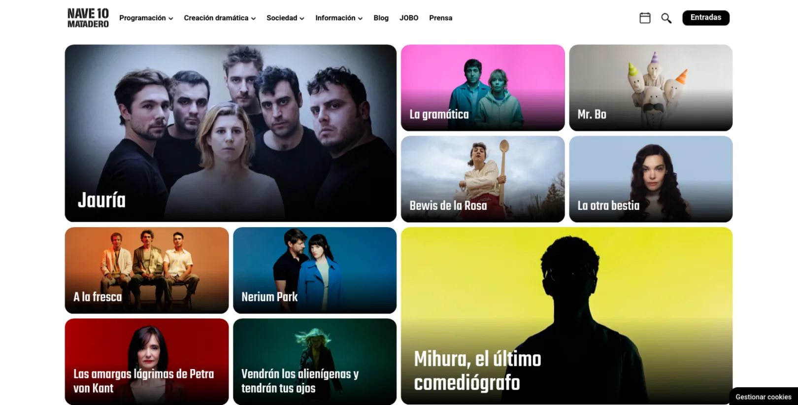 Screenshot of "Nave 10" website homepage