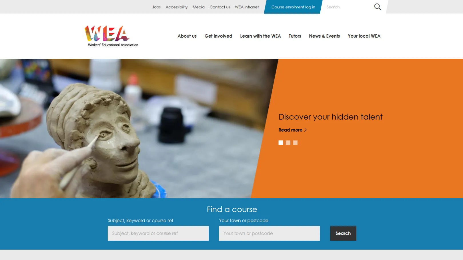 Desktop view of home page