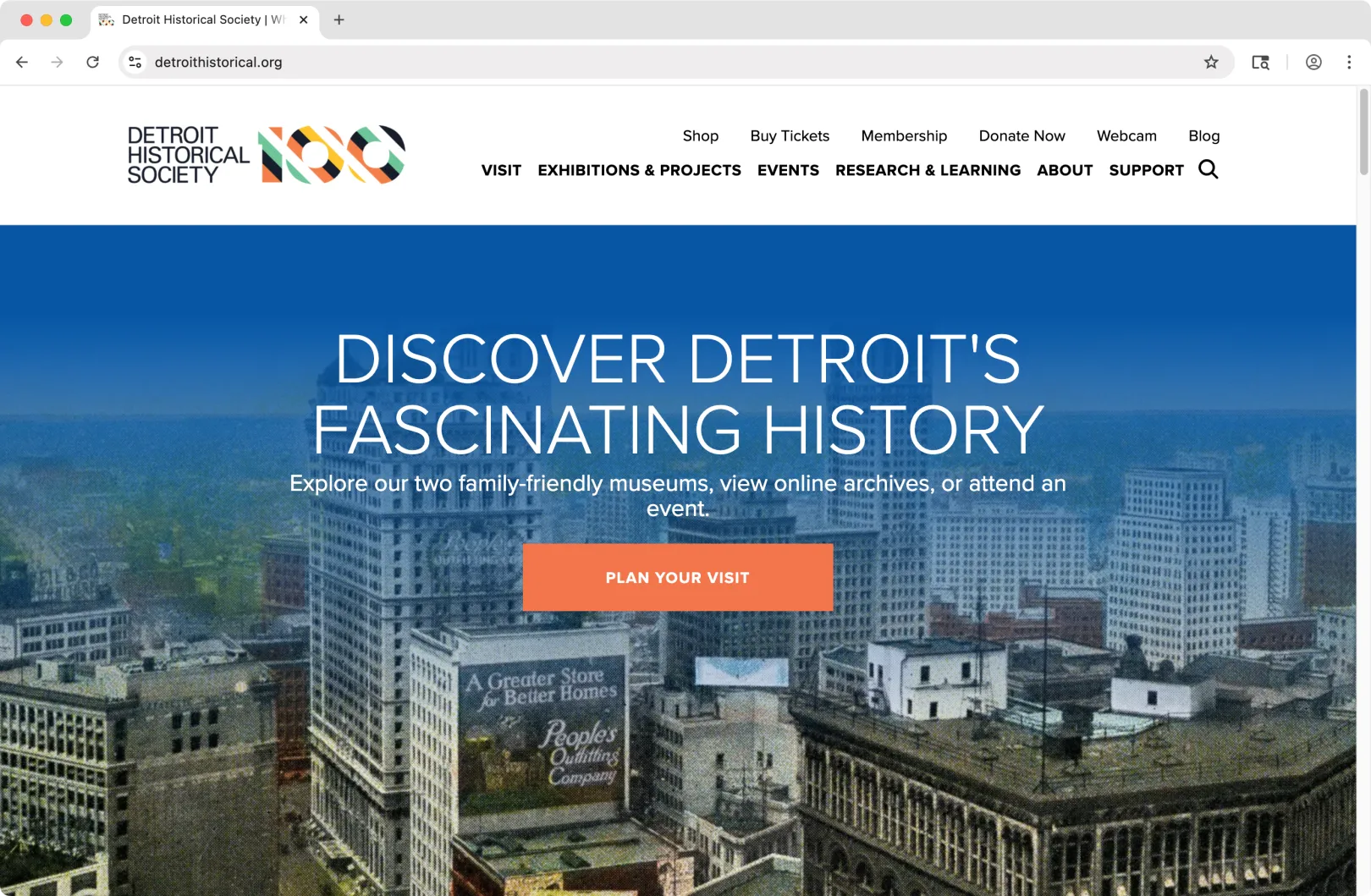 Drupal Historical Society website screenshot: Home page