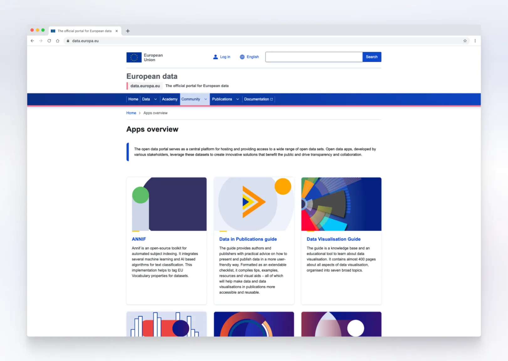 apps overview page screenshot