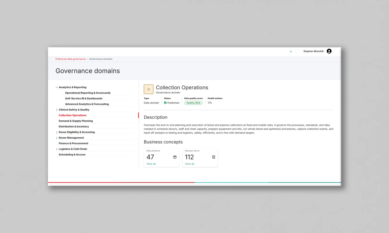 Drupal Purview governance domains listing page
