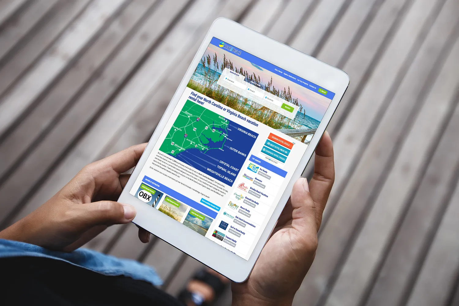 Home page on tablet
