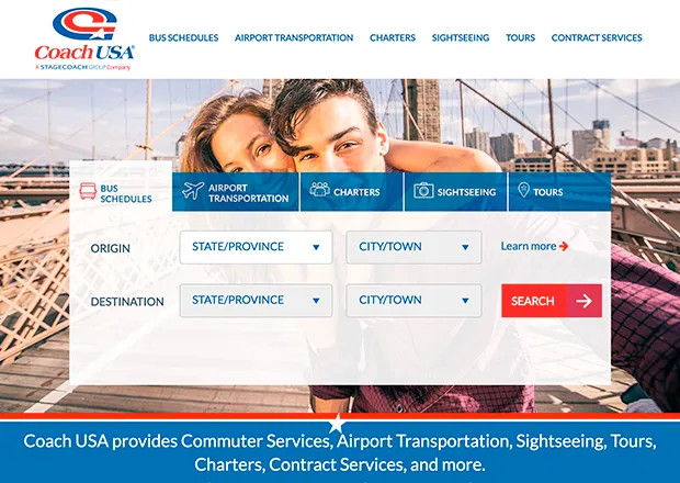 Desktop View, Trip Planner for Coach USA Rebuild on Drupal 8