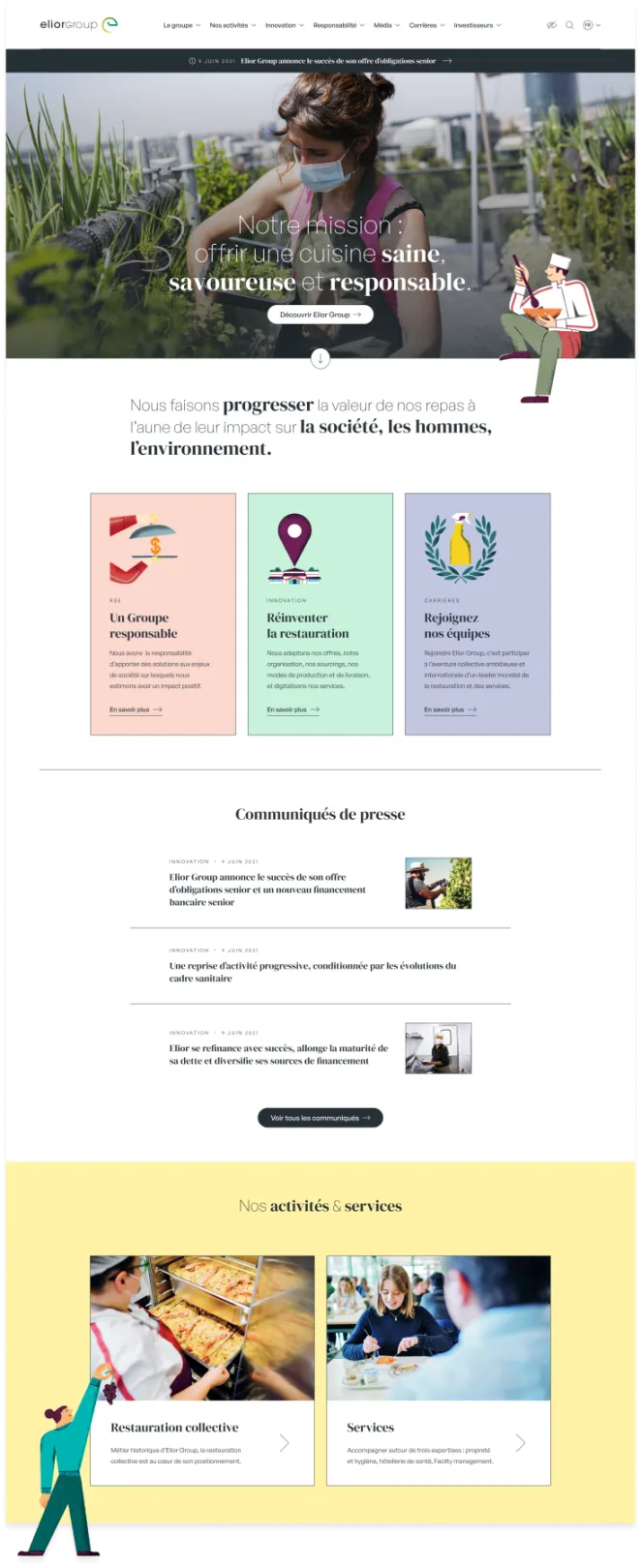 Page d'accueil du site corporate de Elior Group
