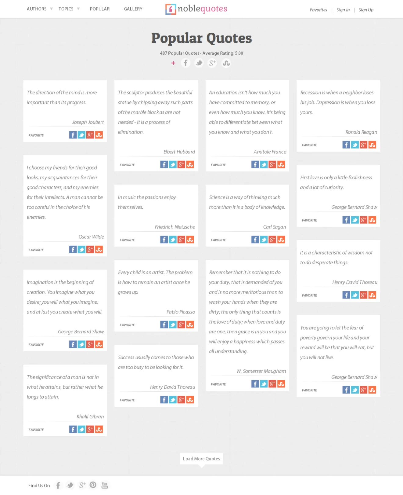 NobleQuotes.com snapshot of Home page.