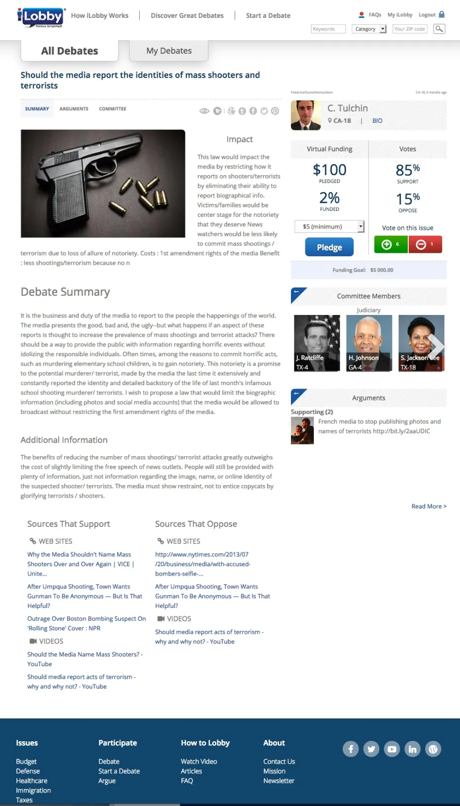 iLobby debate page