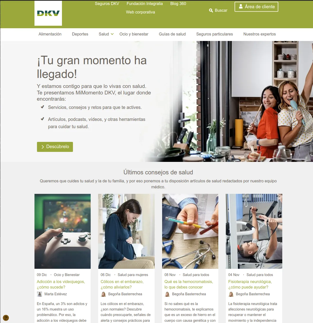 Screenshot of a landing page