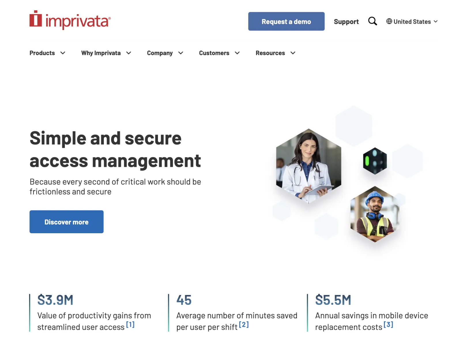 Homepage of Imprivata.com