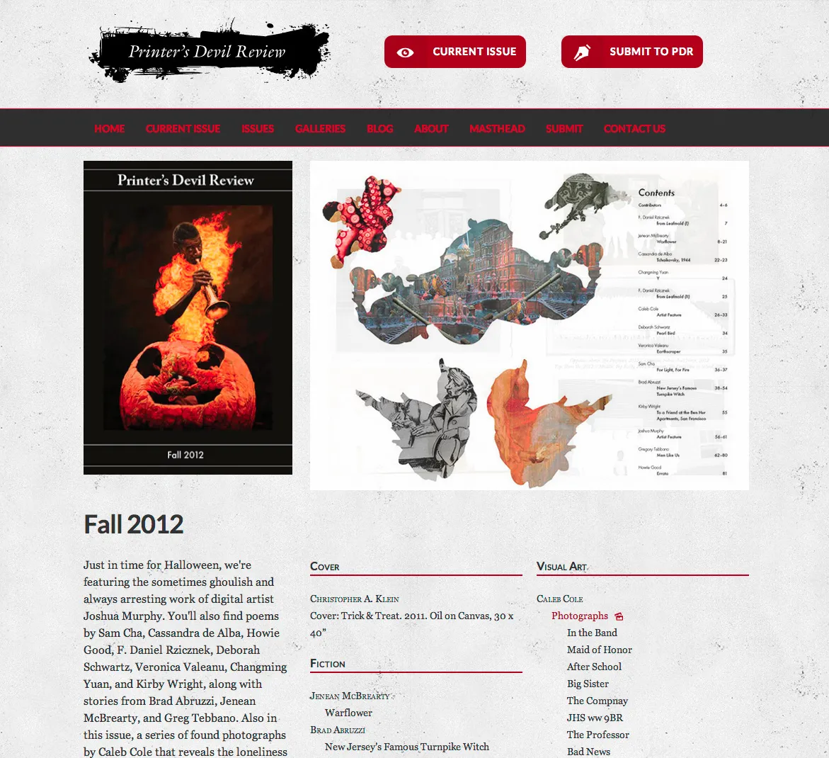 Issue Page with Buttons and Slideshow