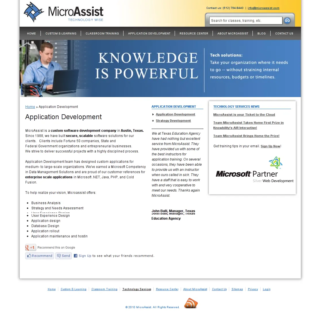 section landing page