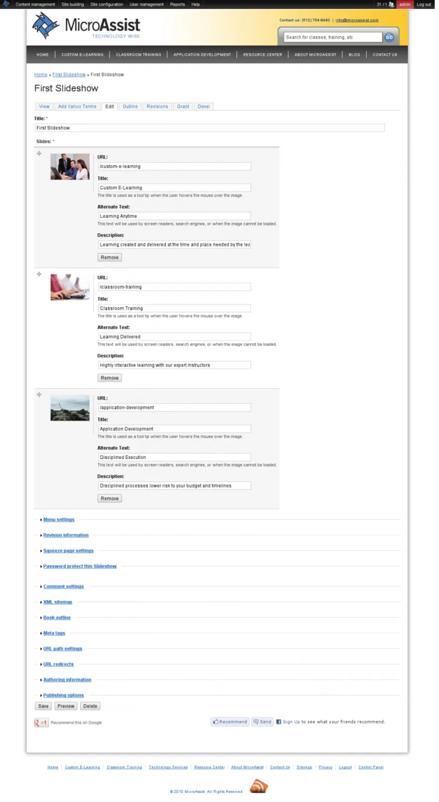slideshow edit form