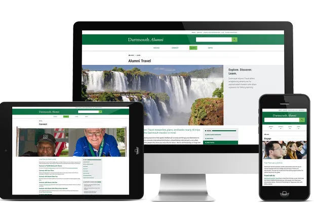 Dartmouth Alumni site on different interfaces