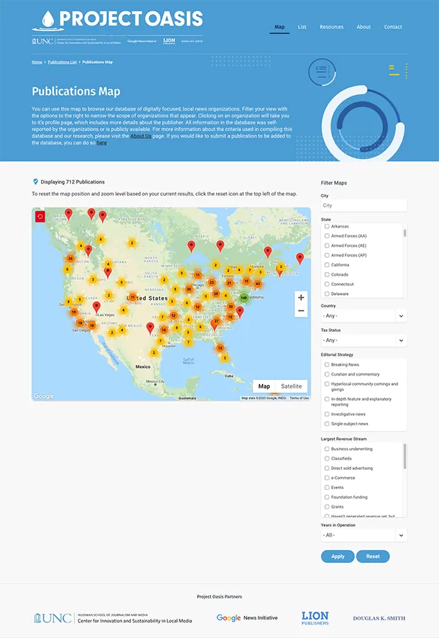 Project News Oasis home page