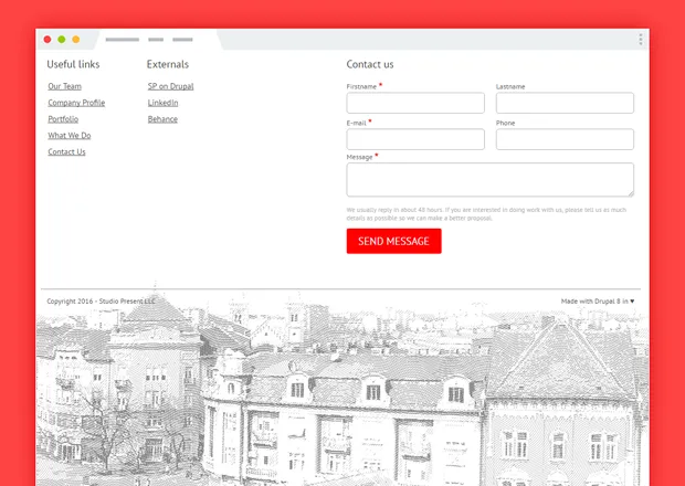 Contact section - Studio Present agency