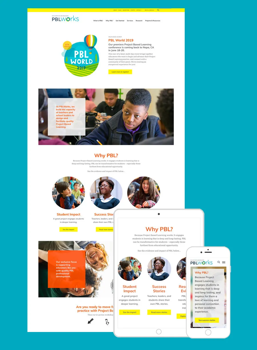 PBL Works site shown on all devices