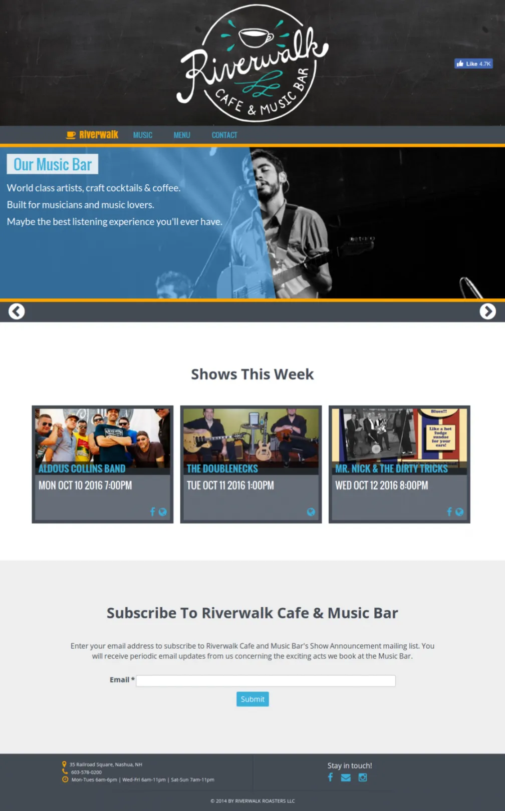 Screenshot of Riverwalk Homepage