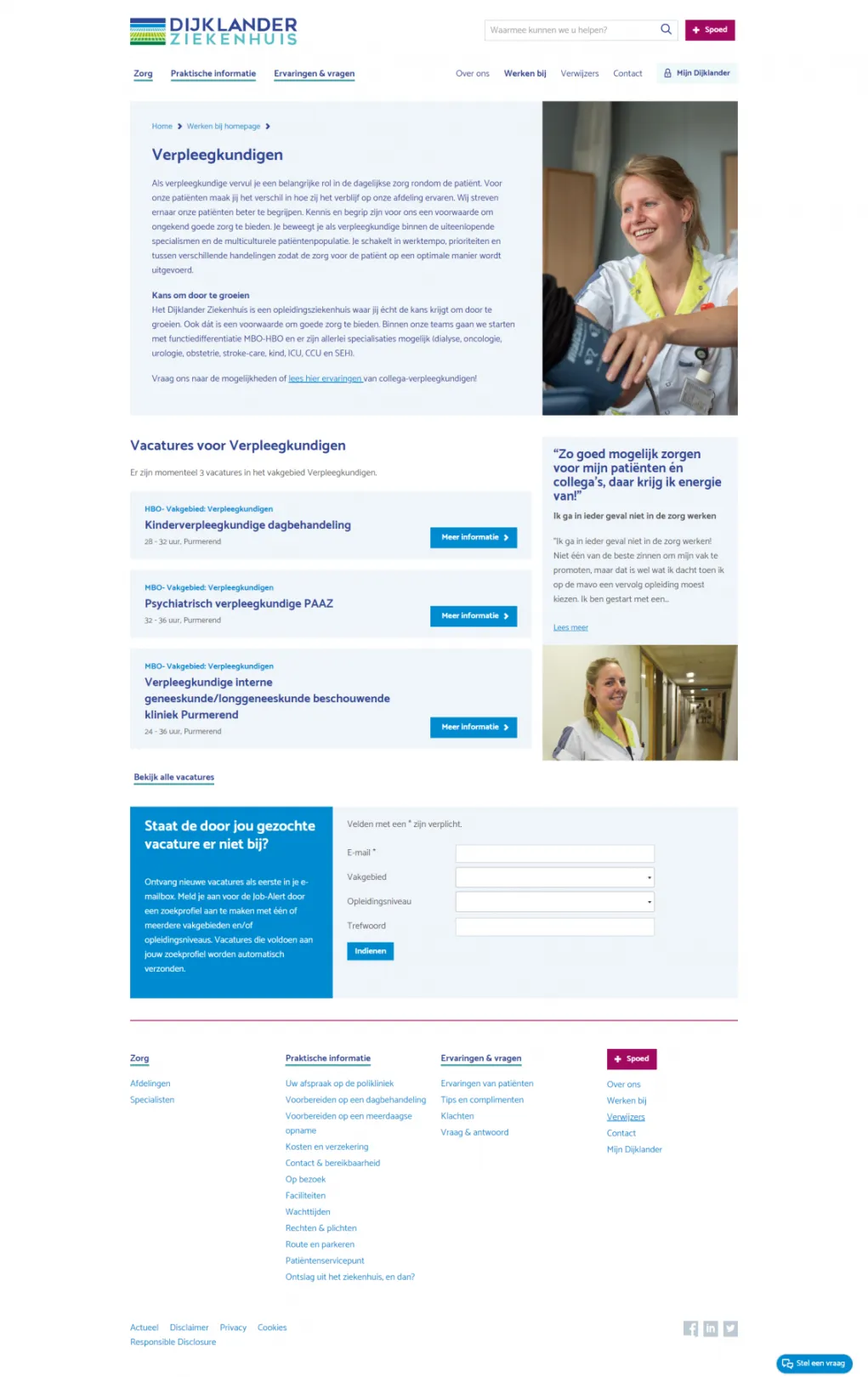 Screenshot recruitment website