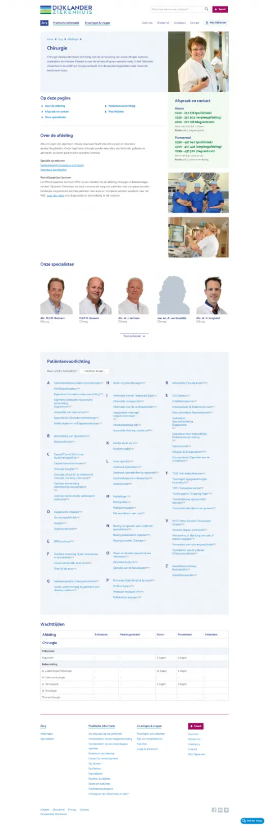 Screenshot care section Dijklander.nl