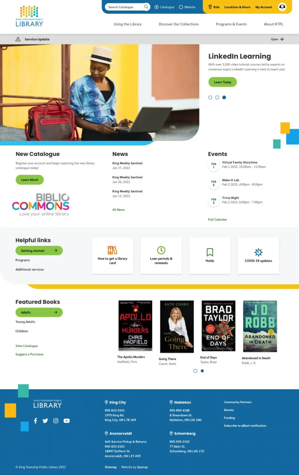 Screenshot of the King Public Library website. 