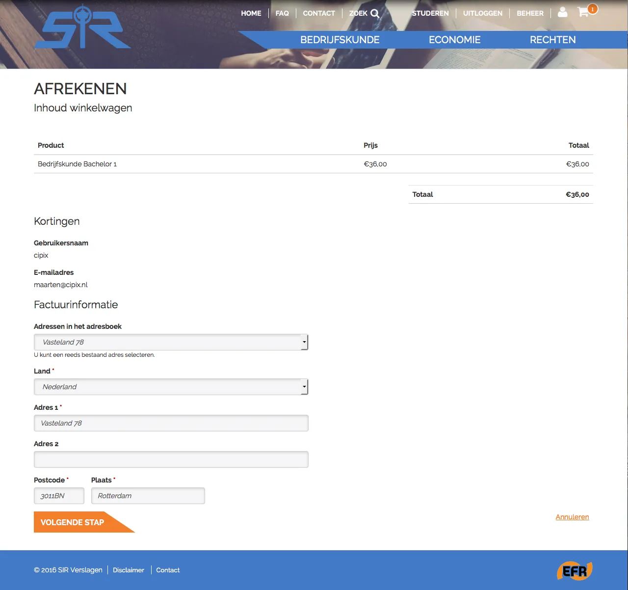 Payment screen