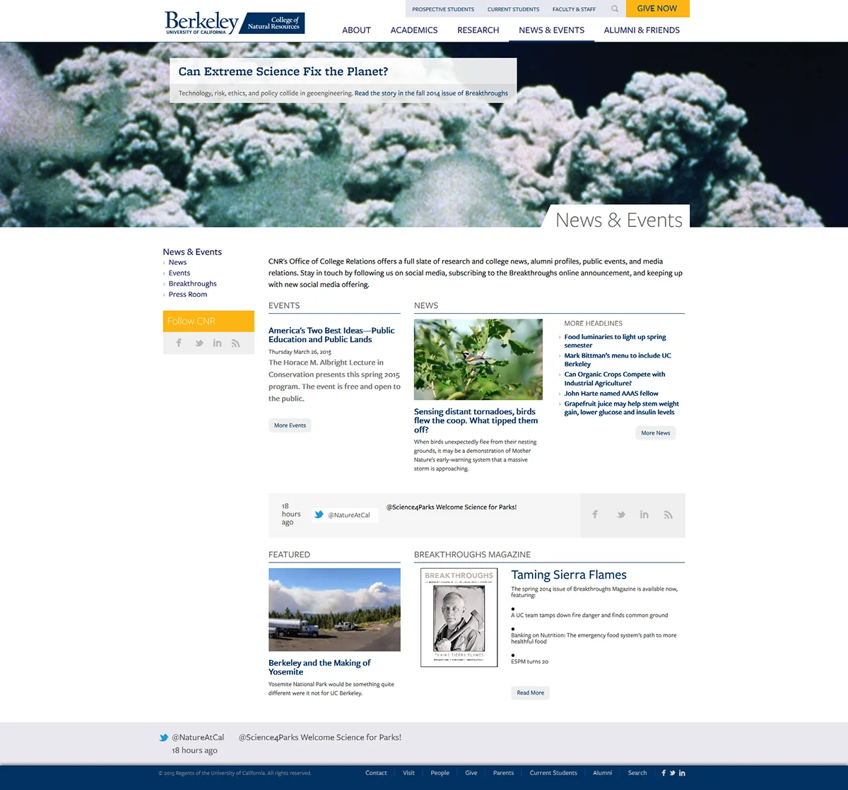 UCB College of Natural Resources News & Events page