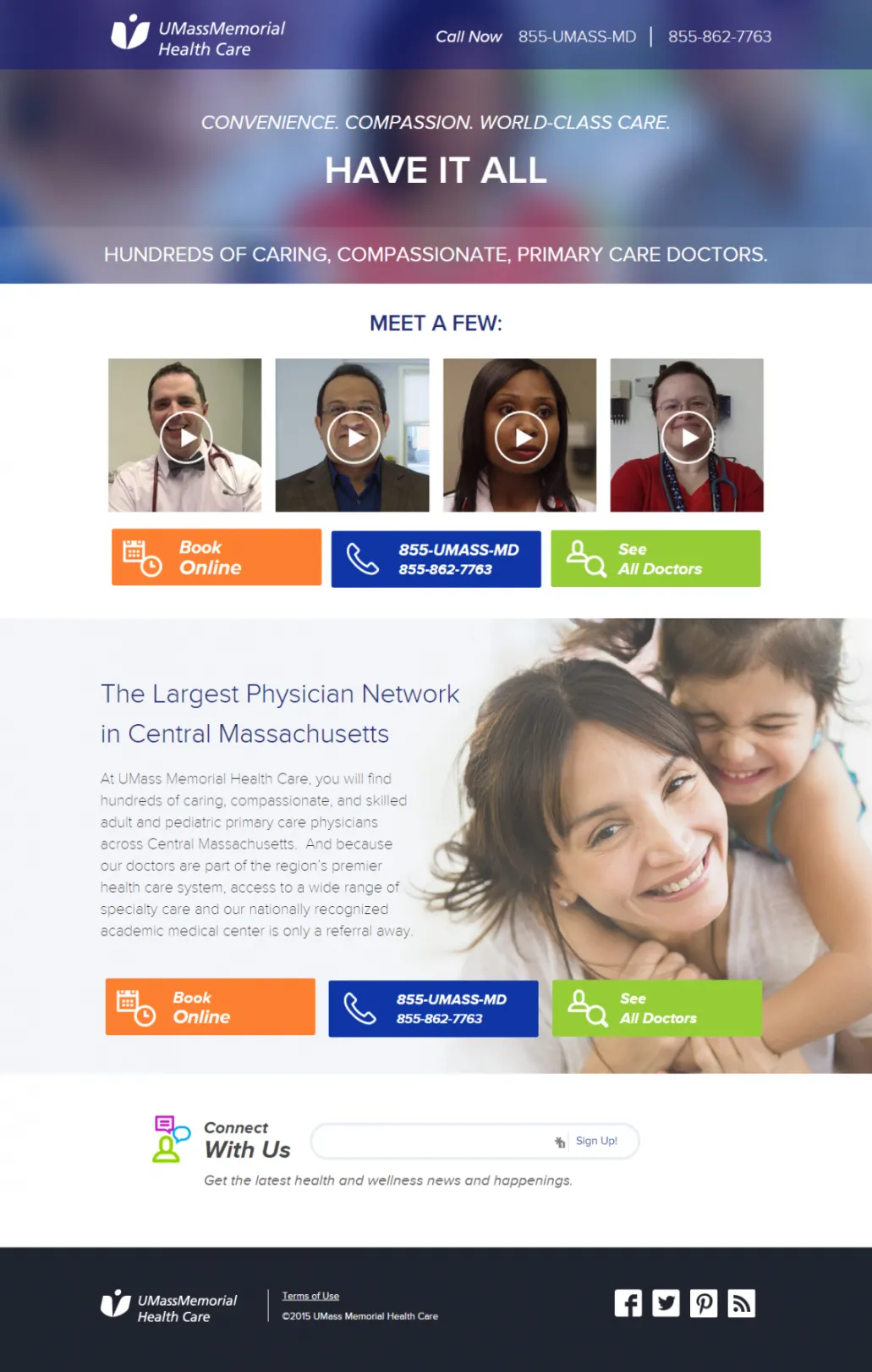 UMass Memorial Health Care - Sample Drupal Landing Page