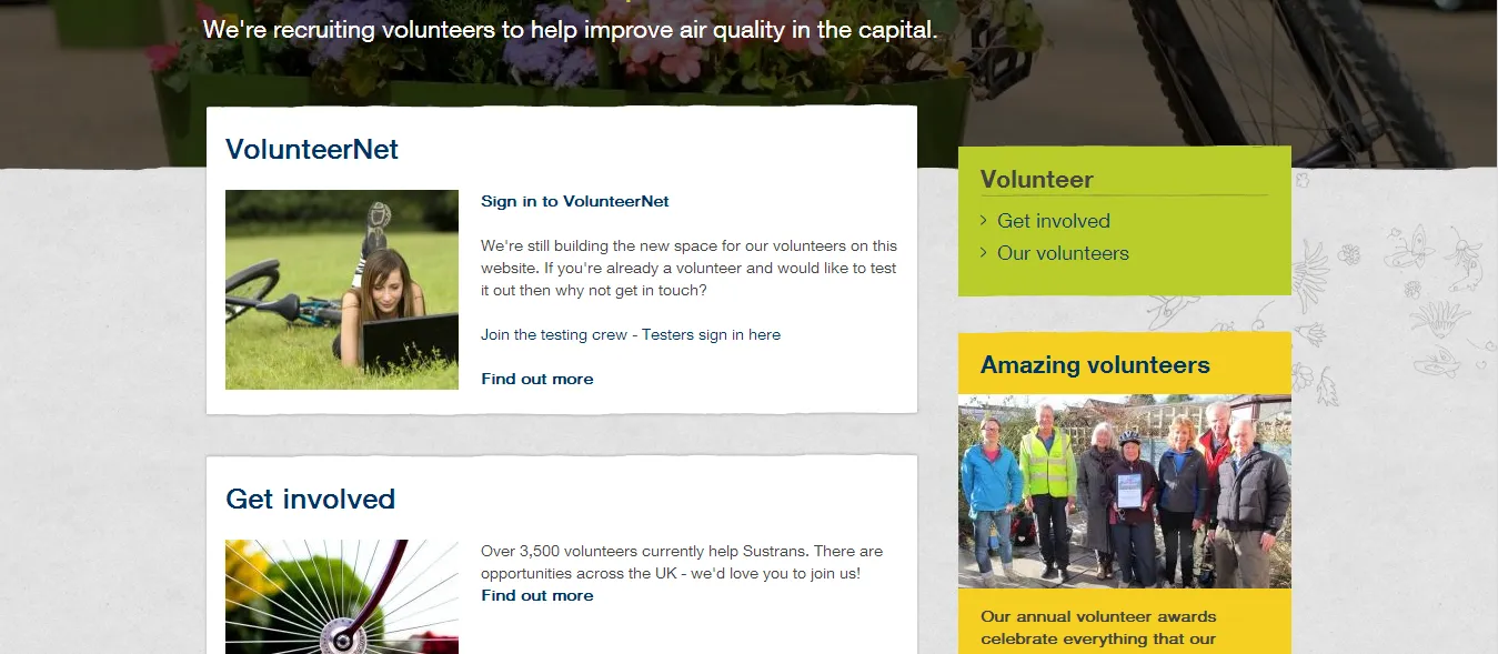 Sustrans Volunteering page