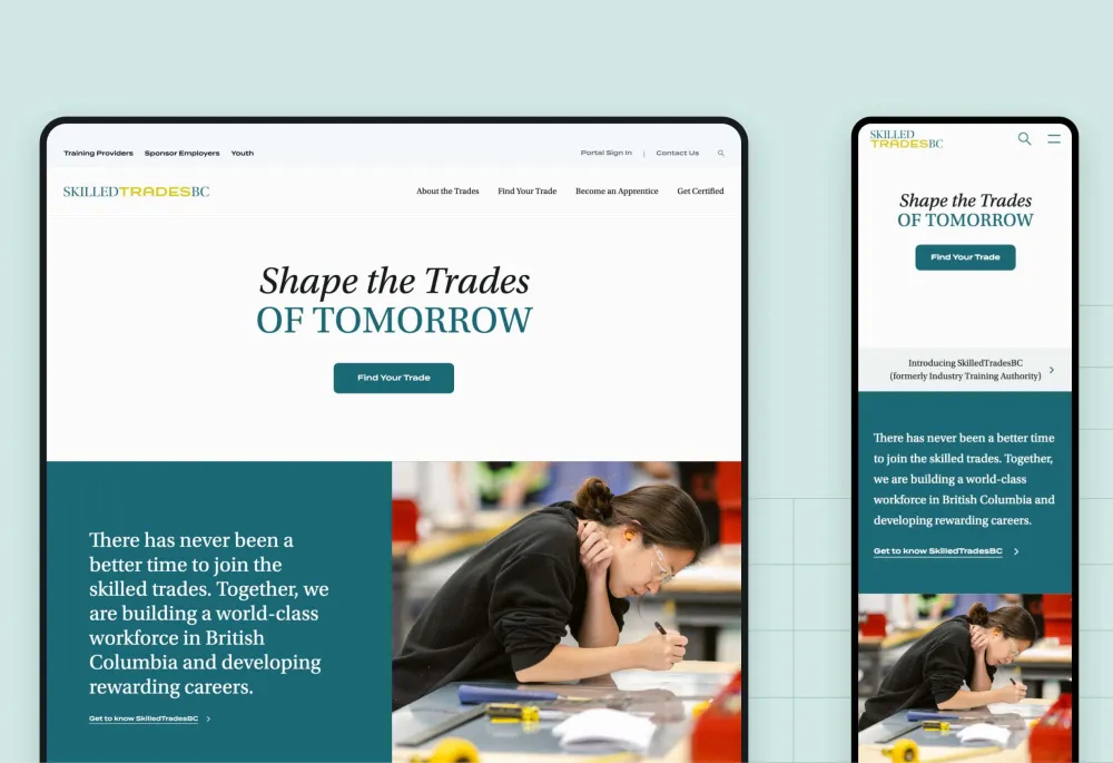 Screenshot of the SkilledTradesBC front page